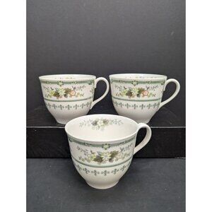 Royal Doulton Provencal T.C. 1034 English Translucent China Flat Teacup Set of 3